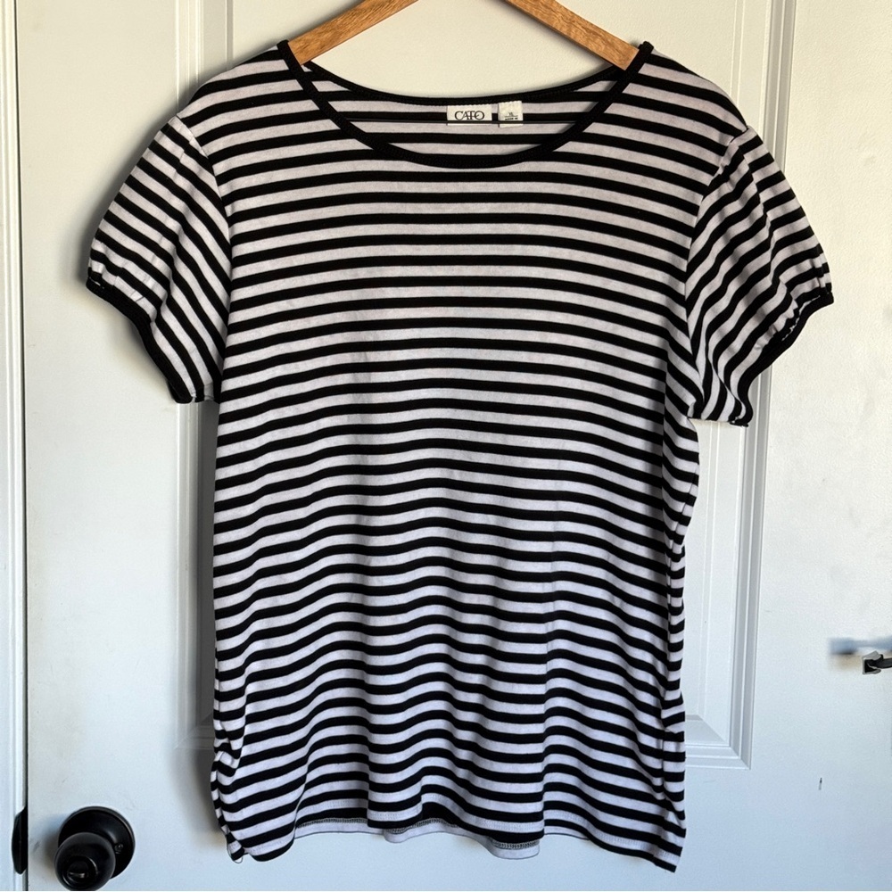 Cato Black and White Striped Short Sleeve Tee Size XL